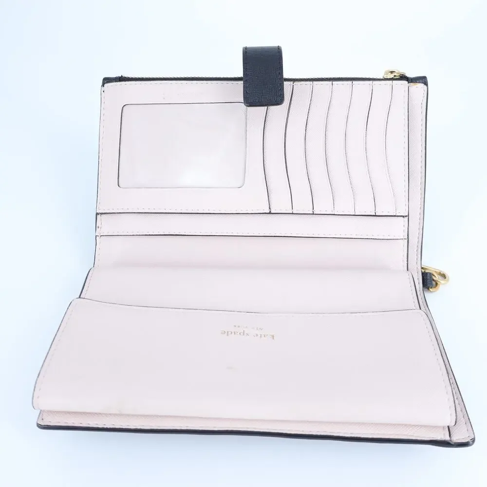 Kate Spade Spencer Phone Wallet Black Wristlet Slim Bifold Saffiano Leather